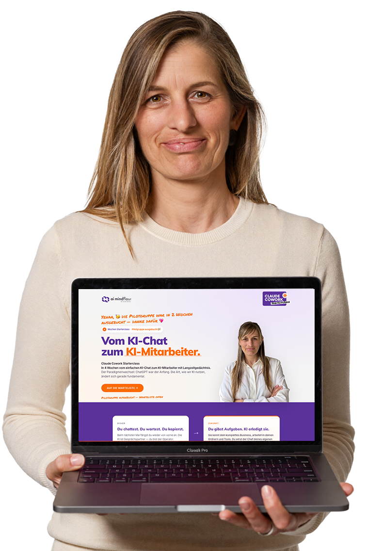 Elke Greß mit ihrer selbst gebauten Landingpage